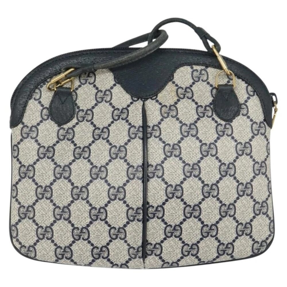 GUCCI GG Supreme Sherry Line Shoulder Bag PVC Navy Gold - Picture 3 of 16